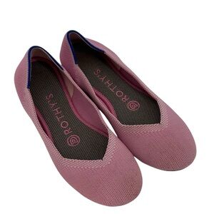 Rothy's Pink Flats with Blue Trim
